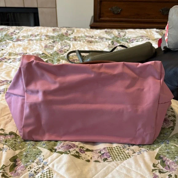 Longchamp Pink Tote with Brown Leather Trim - Picture 3 of 10